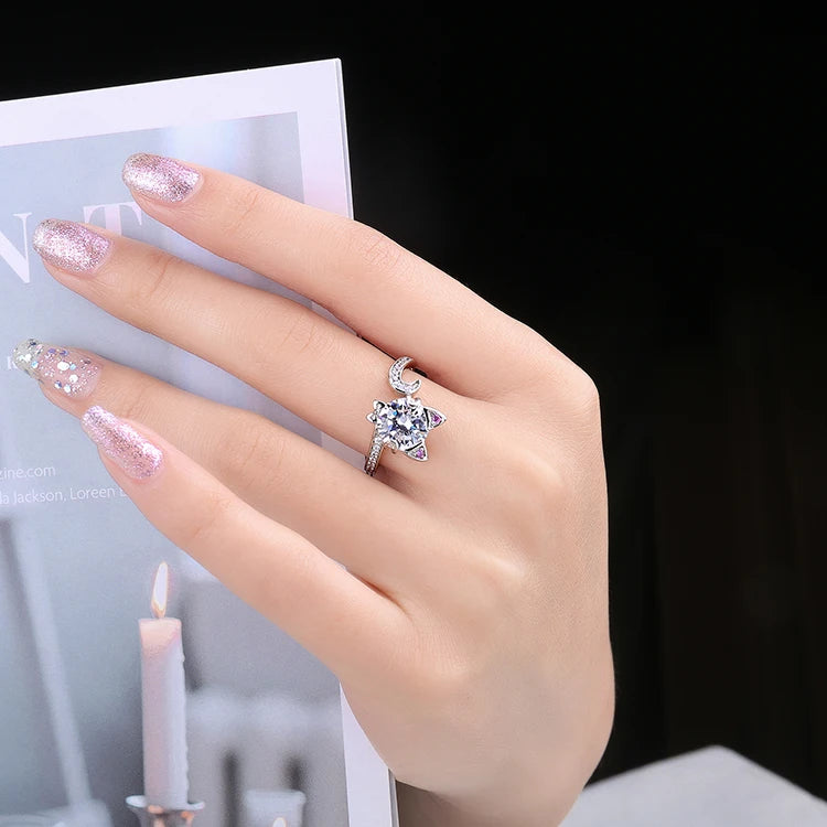 Murps Love Cat Ring – 925 Sterling Silver CZ Adjustable Band