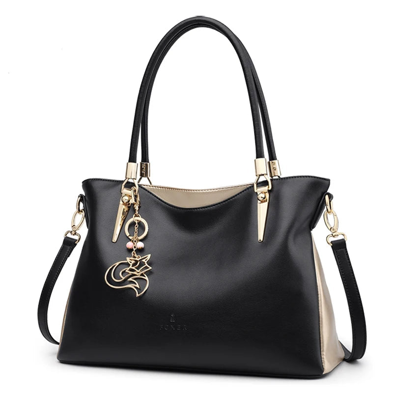 FOXER Split Leather Shoulder Tote Handbag for Women