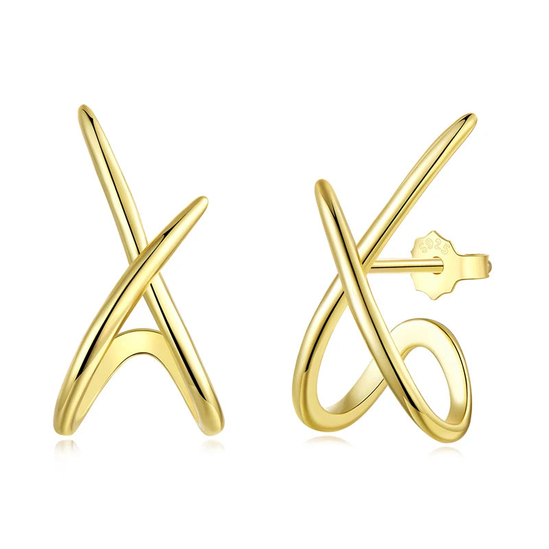 Crossline X Stud Earrings - 925 Sterling Silver | MURPS