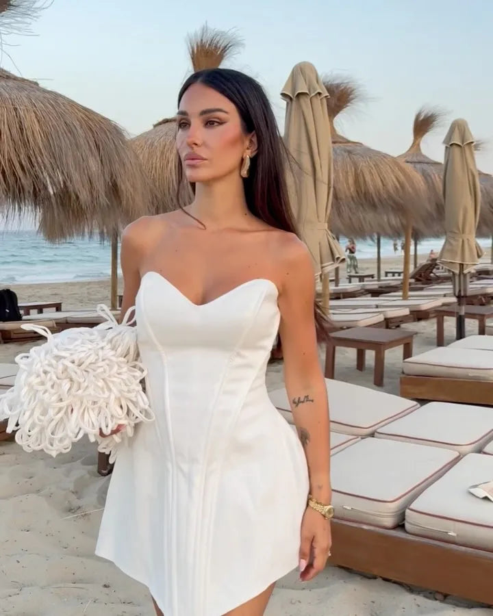 Strapless Corset Mini Dress for Women | Sweetheart Neckline Sculpting Satin