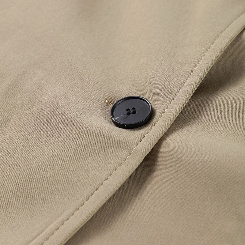 Cropped Double - Breasted Belted Trench Jacket Wide - Waisted Fit