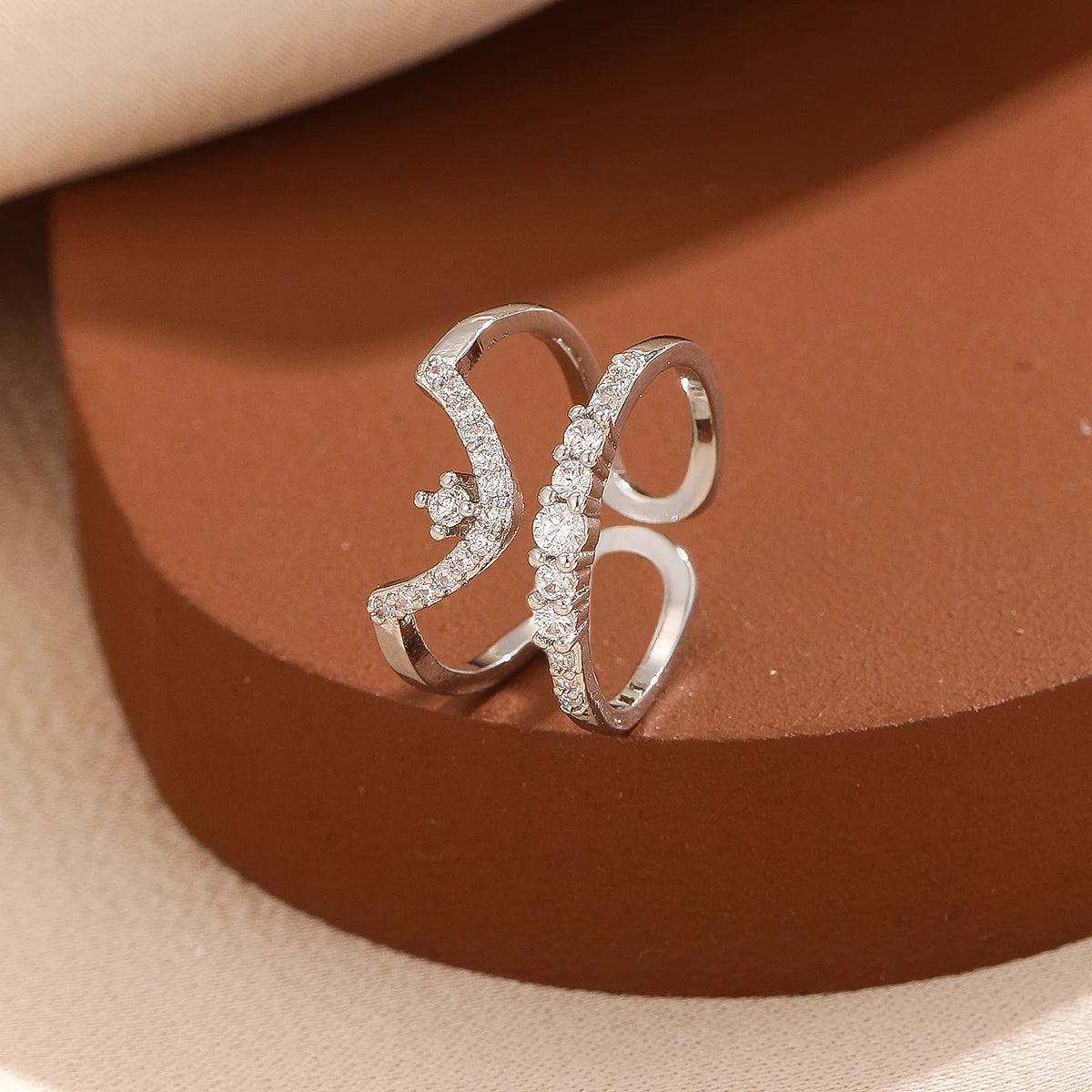 Murps 18K Gold-Plated CZ Stackable Open Rings Set – Adjustable