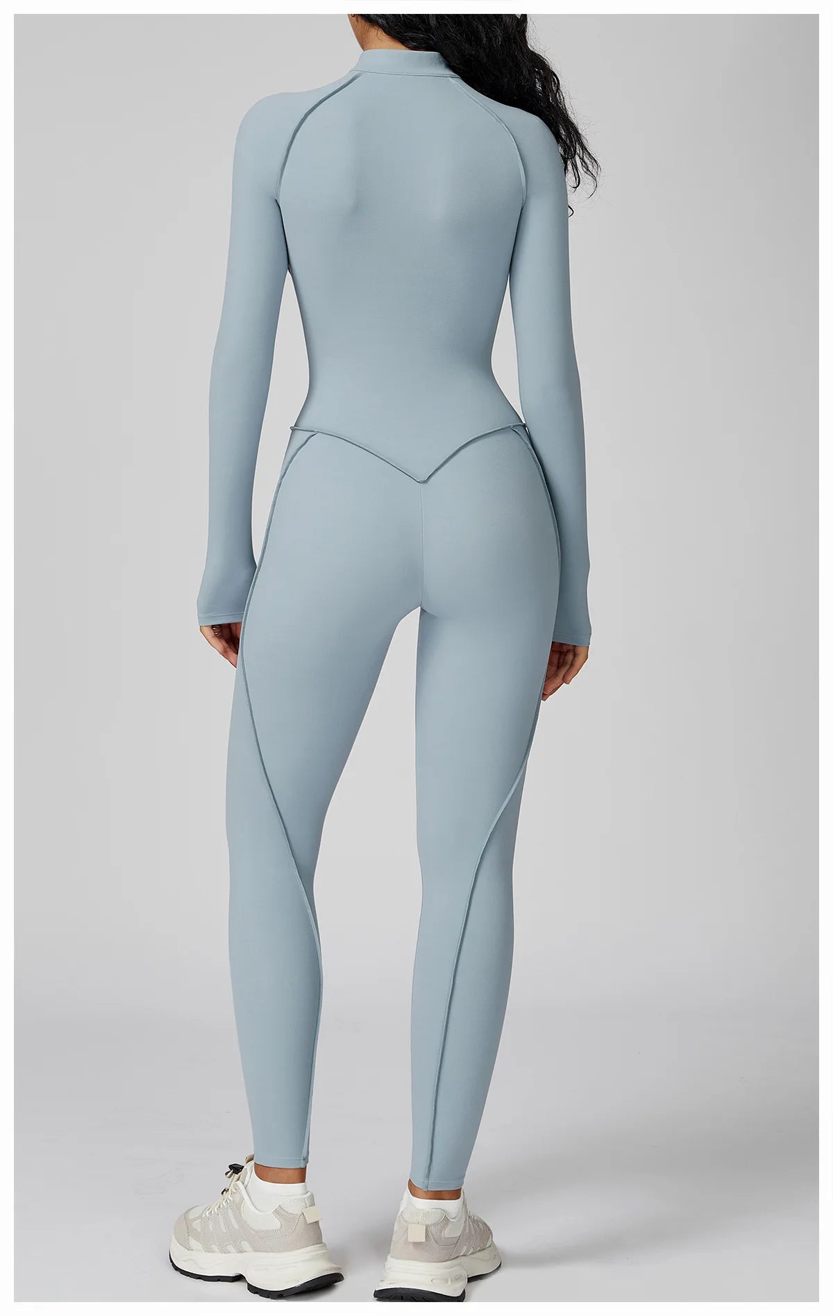 Sculpt Zip-Front Long-Sleeve Jumpsuit - Seamless Compression, Open-Back, High-Stretch
