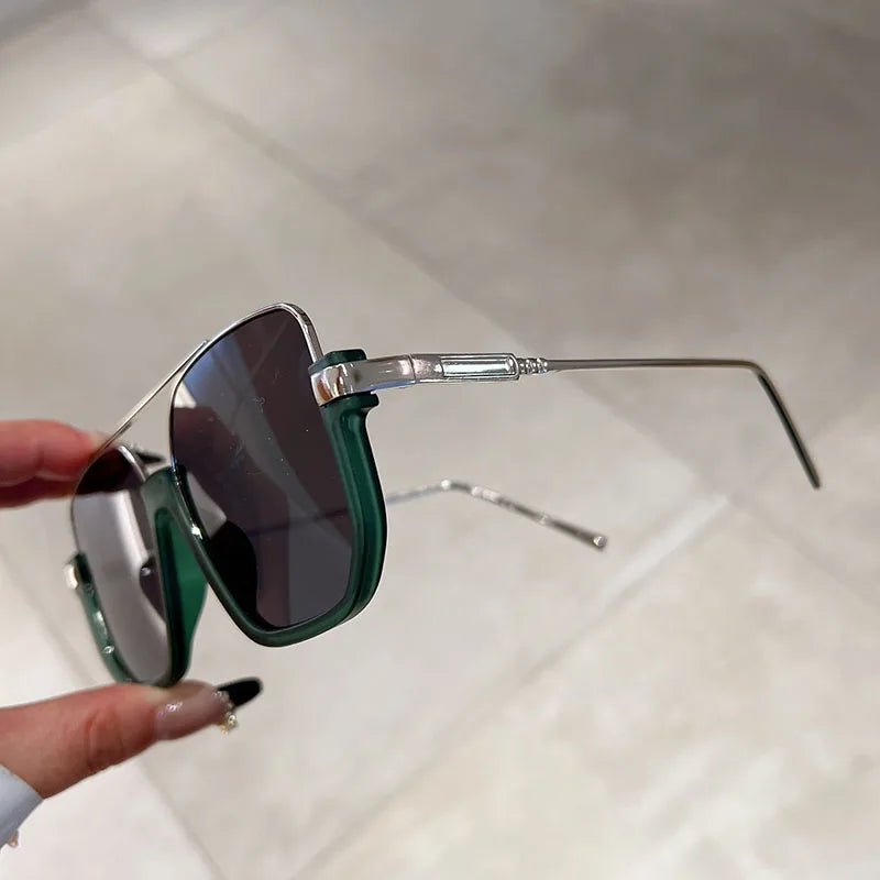 Murps Sunglasses | 2 Pairs Per Set Square Sunglasses Fashion Vintage Double Bridge Casual Sun Glasses Women Stylish Oversized Brand Design Shades