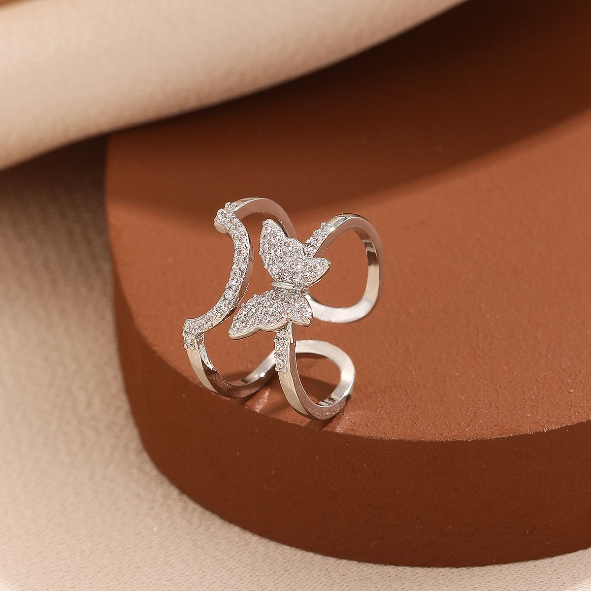 Murps 18K Gold-Plated CZ Stackable Open Rings Set – Adjustable