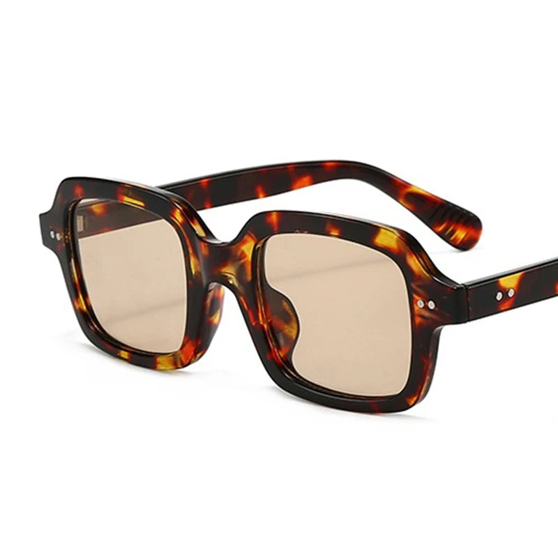 Retro Square Sunglasses for Women | Glossy Frame With Stud Accents UV400