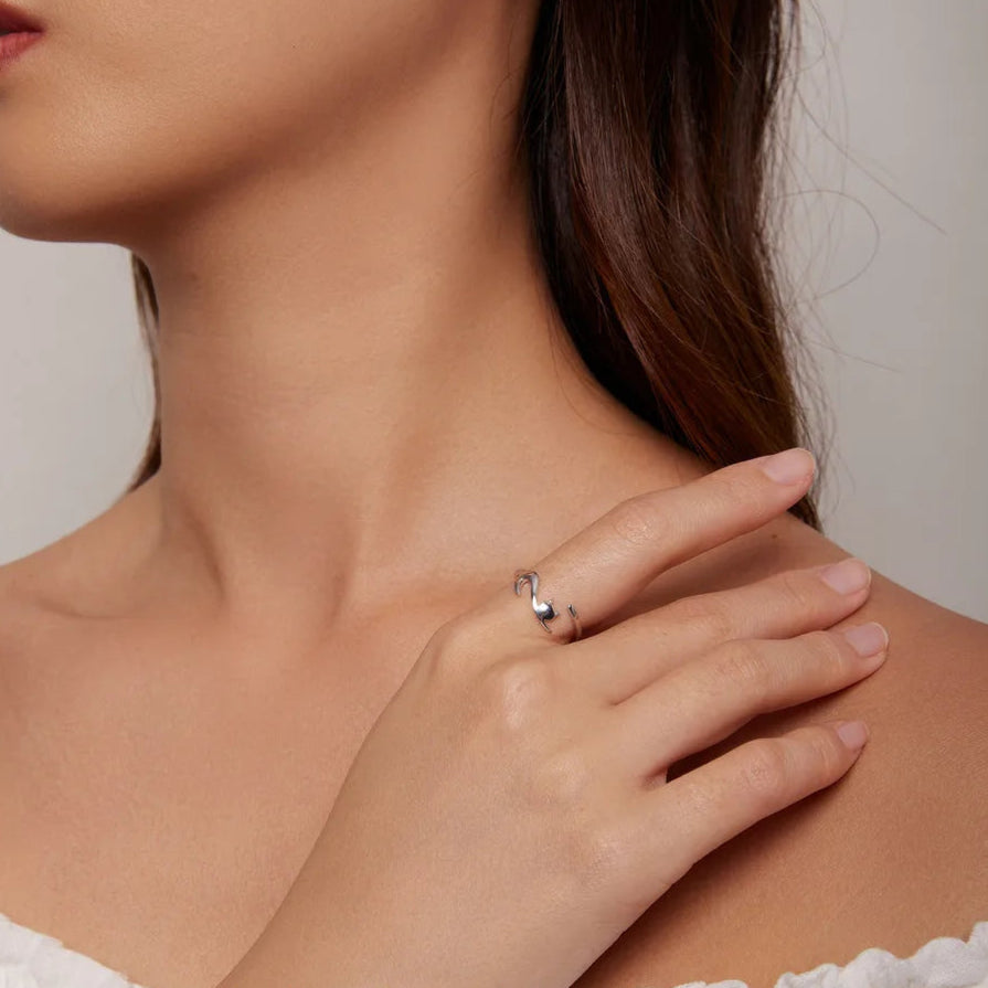 Murps “Sticky Cat” 925 Sterling Silver Adjustable Ring — Silver or Gold