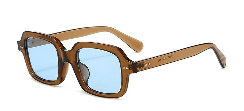 Retro Square Sunglasses for Women | Glossy Frame With Stud Accents UV400