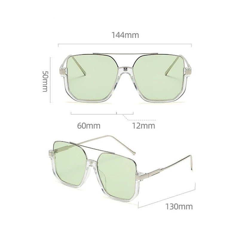Murps Sunglasses | 2 Pairs Per Set Square Sunglasses Fashion Vintage Double Bridge Casual Sun Glasses Women Stylish Oversized Brand Design Shades