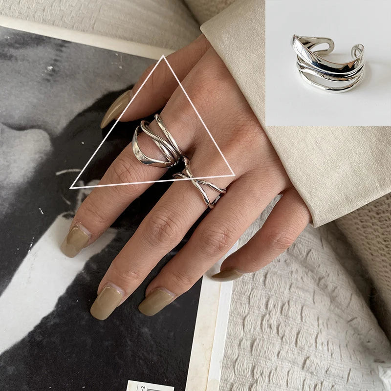Murps 925 Sterling Silver Adjustable Statement Ring – Minimalist & Vintage Styles