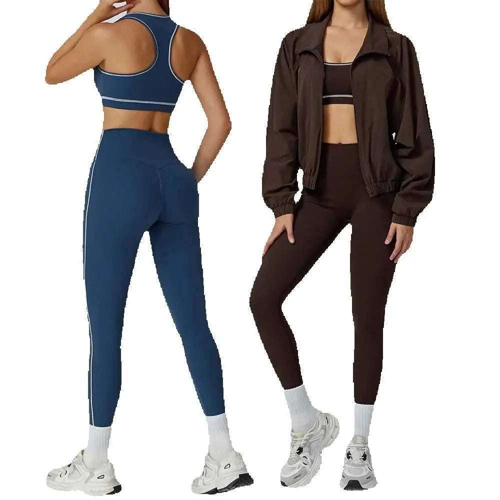 Sculpt-Contour Active Set 2/3-Piece – Zip Jacket, Bra & High-Waist Leggings