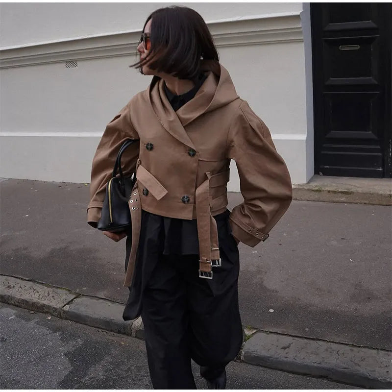 Double-Breasted Khaki Trench – Double Belt, Lapel Collar (Short & Long)