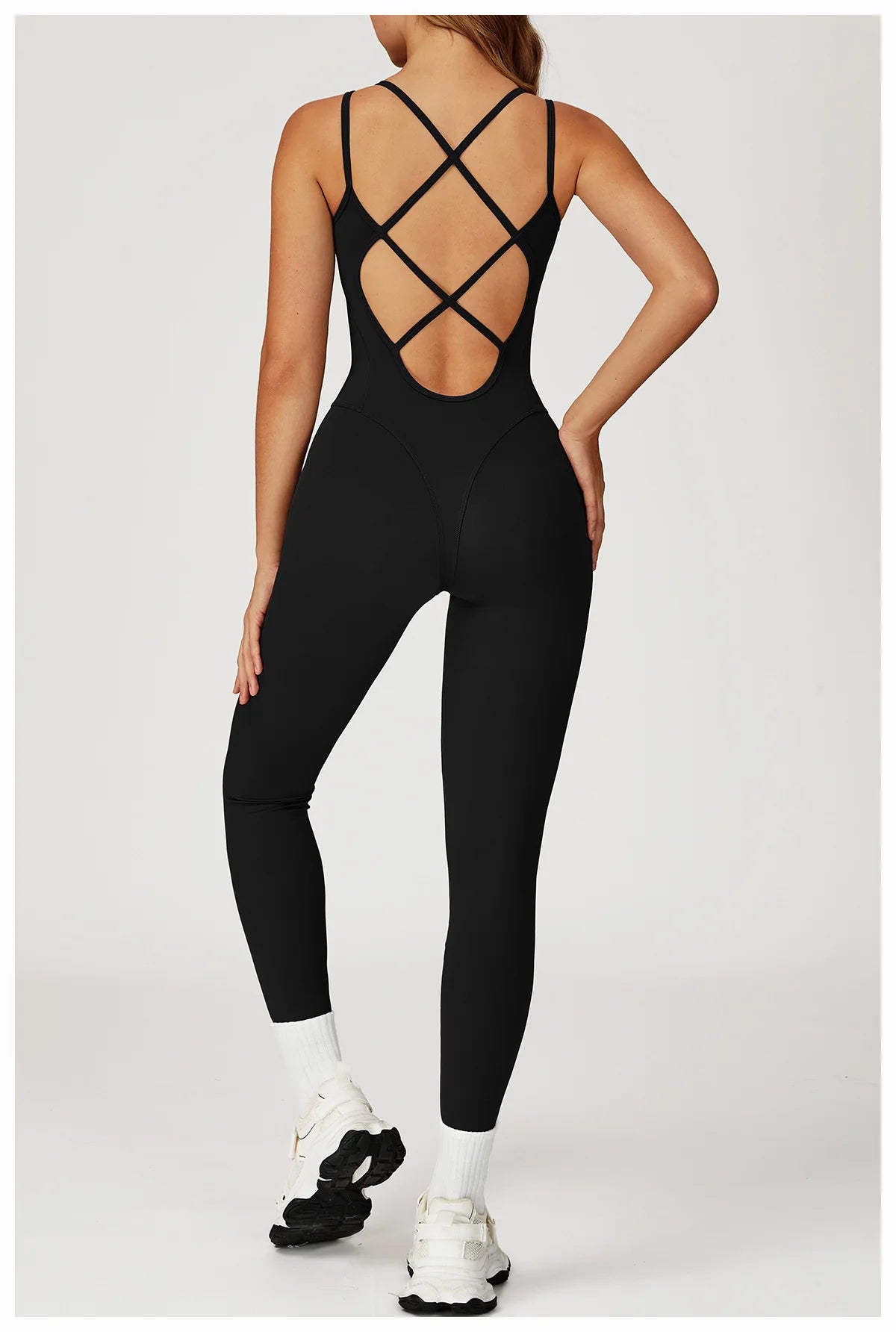 Naked Jumpsuit Cross back Women's Yoga Set One Piece Slim Yoga suit Outdoor Running Fitness suit Sexy Female Push Up Workout Set