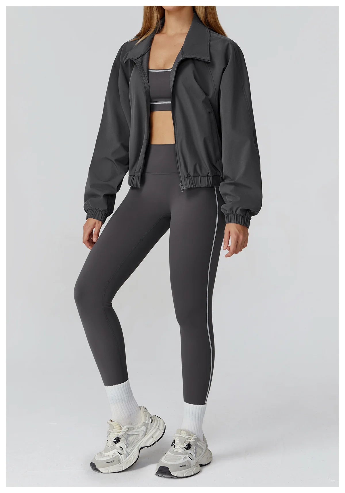 Sculpt-Contour Active Set 2/3-Piece – Zip Jacket, Bra & High-Waist Leggings